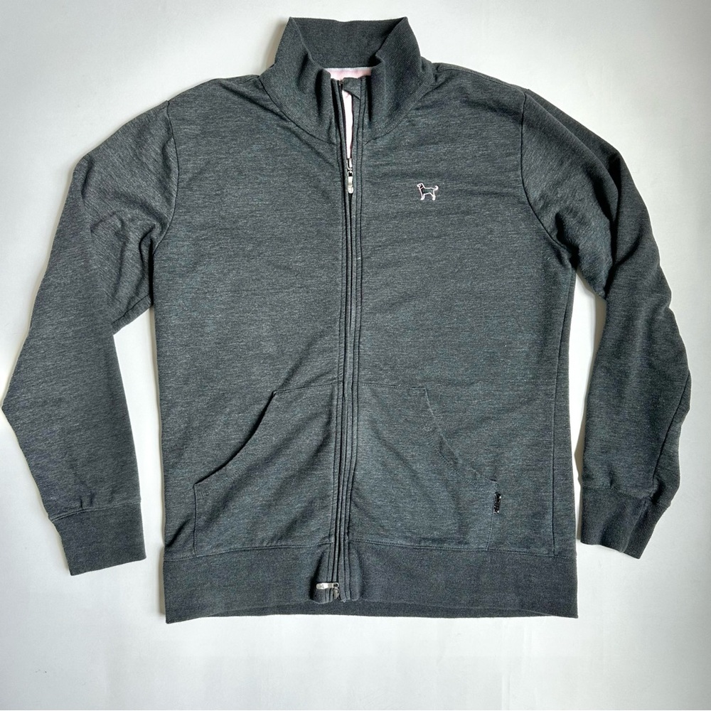 The Black Dog Full Zip Gray Black Pink Sweatshirt XL